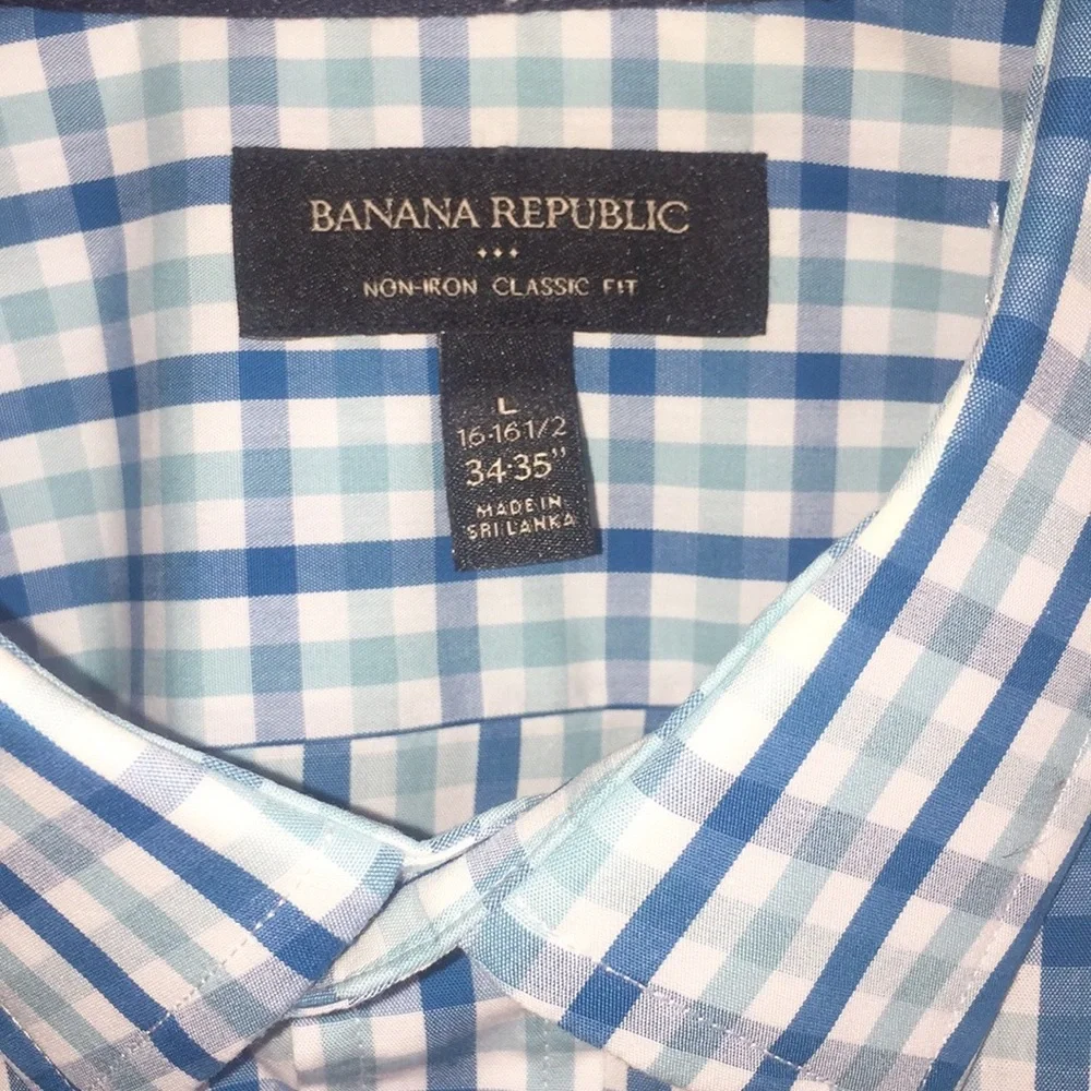 Banana Republic Blue Check Button Down